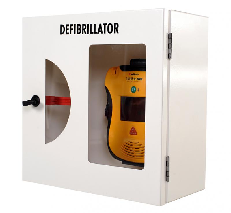 Defibtech AED Wandkast wit met breekglas en alarm